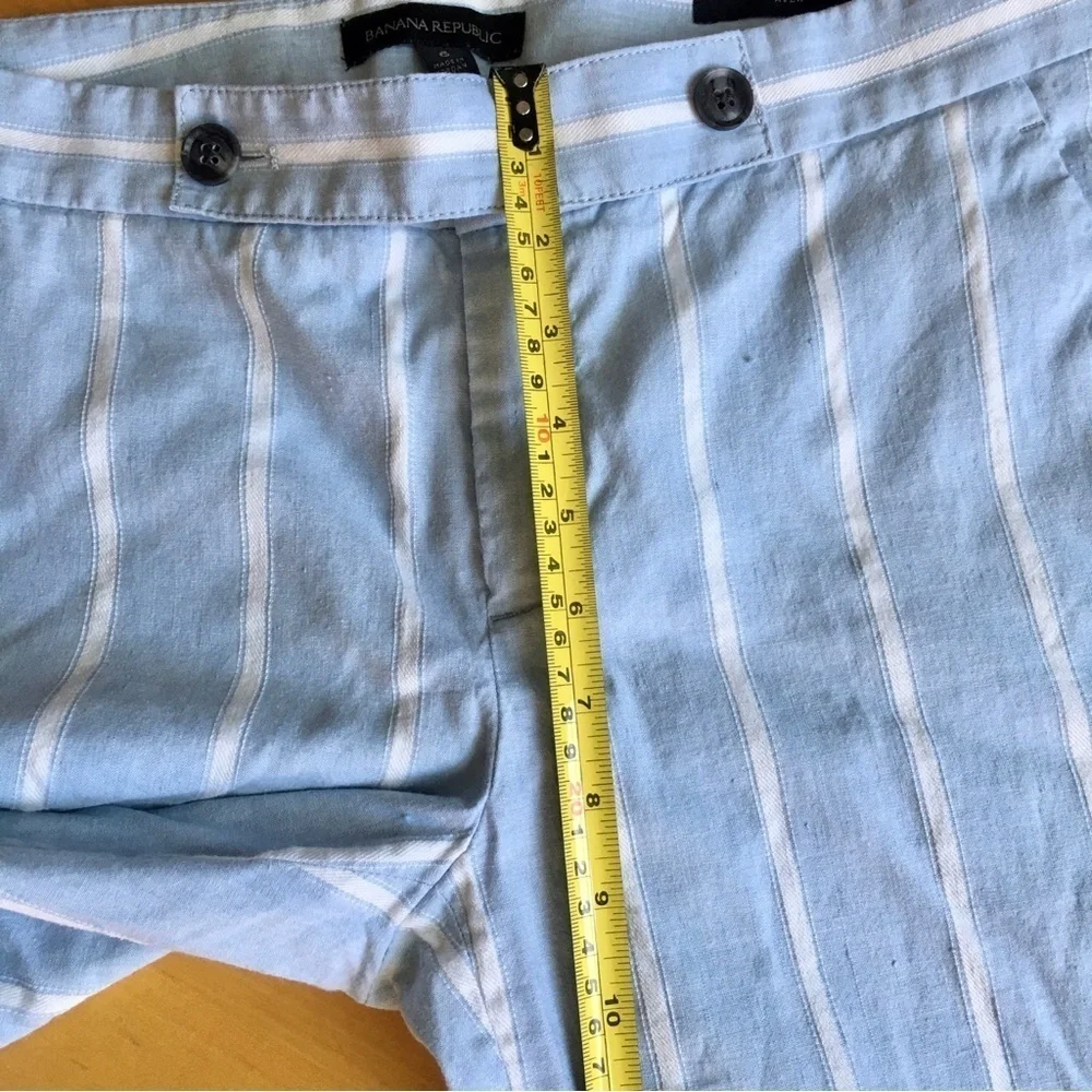 Banana Republic “Avery” Striped, Cropped, Wide Leg Capri, Blue, White, Size 6